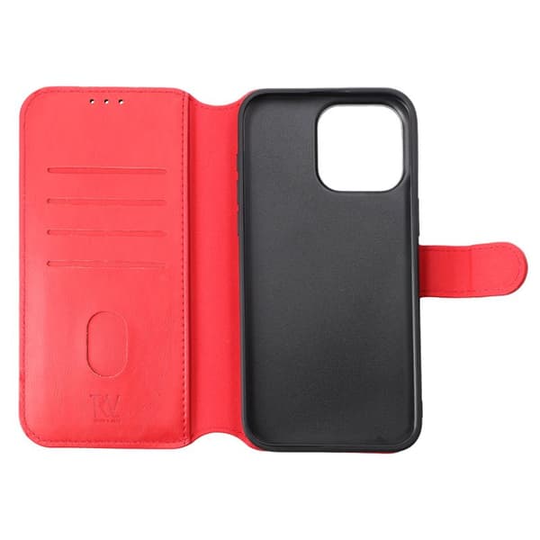 iPhone 15 Pro Max Wallet Case Magnet Rvelon - Red Röd