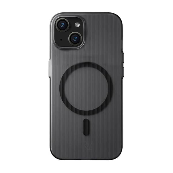 iPhone 15 Mobile Case Corrugated with Magsafe Rvelon - Black Svart