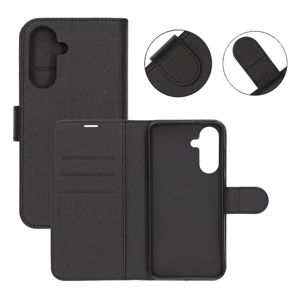 Flip Stand Leather Wallet Case For Samsung A36 Black Svart