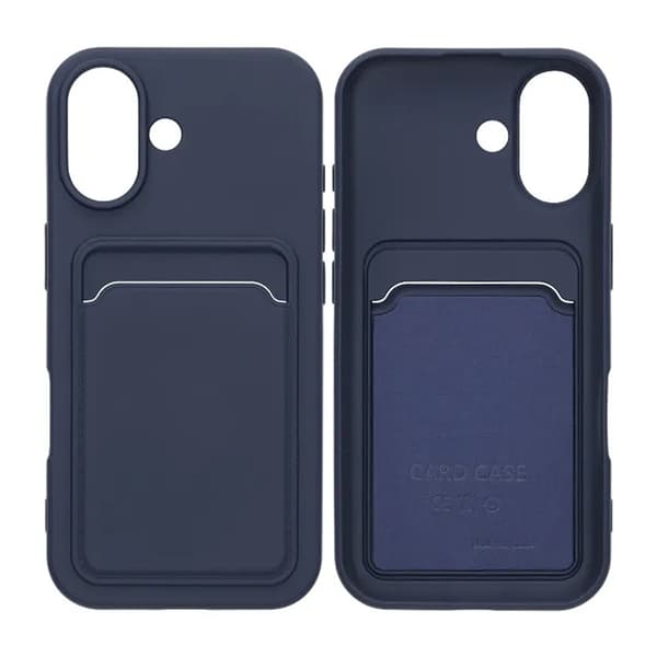 Silicone Mobile Case with Card Holder for iPhone 17 - Blue Blå