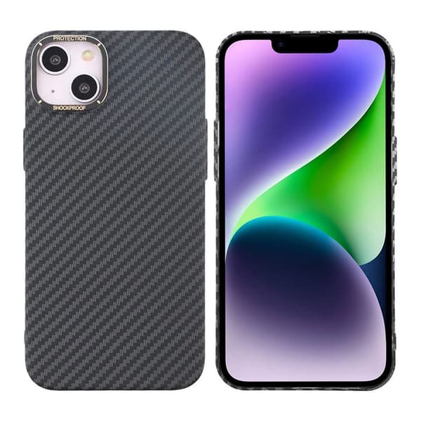 iPhone 15 Plus Carbon Fiber Phone Case - Black Svart