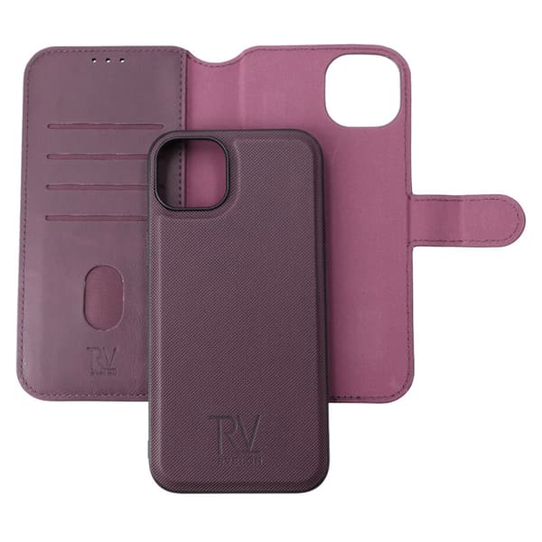 RV Magnetic Wallet Case iPhone 15 Plus Dark Cherry Lila