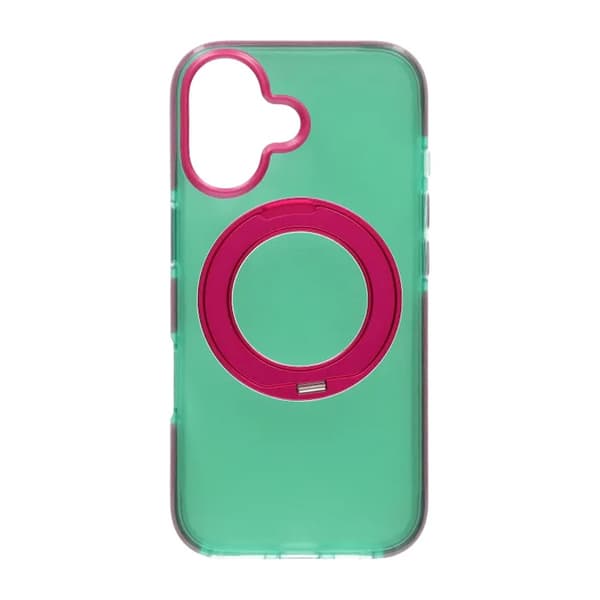 Iridescent Shockproof Case with 360-degree Rotatable Kickstand For iPhone 17 Green Grön
