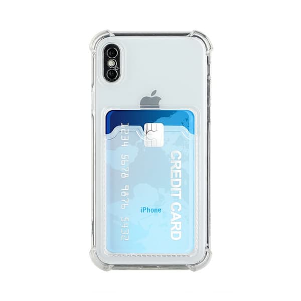 Case Shockproof Card Holder for iPhone X and XS - Clear Transparent