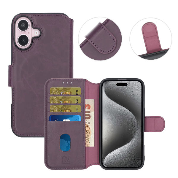RV Wallet Case iPhone 16 Dark Cherry Lila