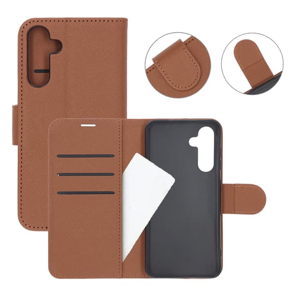 Flip Stand Leather Wallet Case For Samsung A16 Brown Brun