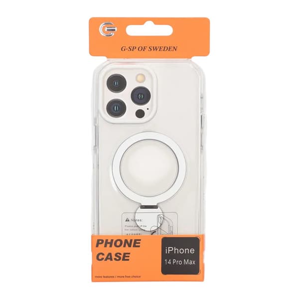 Pindun 360°Rotating Stand Magnetic Case For iPhone 14 Pro Max White Transparent