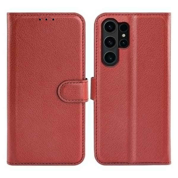 Samsung Galaxy S24 Ultra Wallet Case with Stand - Brown Brun