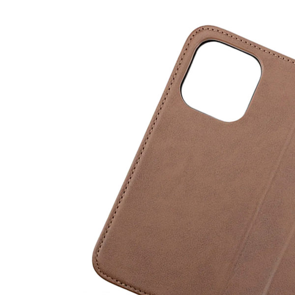 iPhone 14 Pro Wallet Case Leather Rvelon - Brown Brun