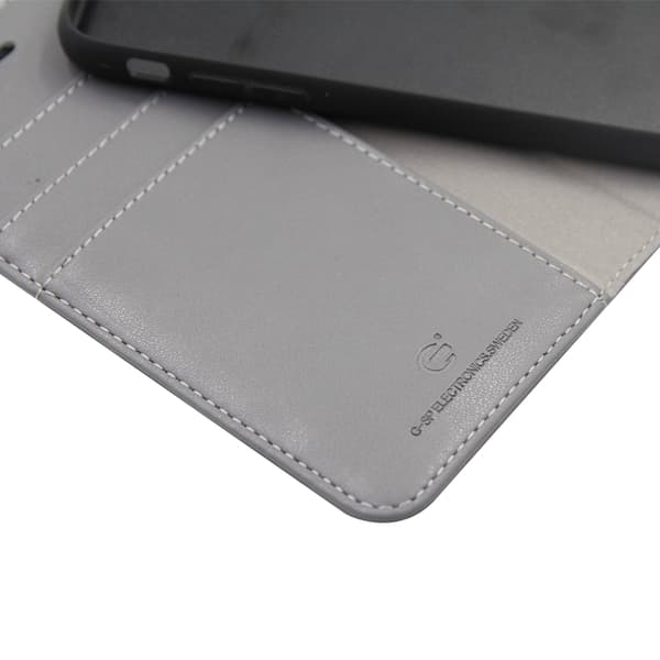 Wallet Case Magnetic Leather with Stand for iPhone X and XS - Gray Grå
