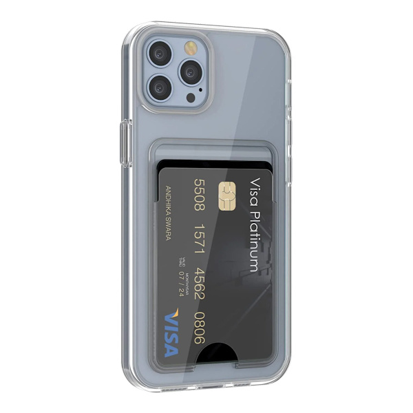 iPhone 13 Pro Max Case with Card Holder TPU - Transparent