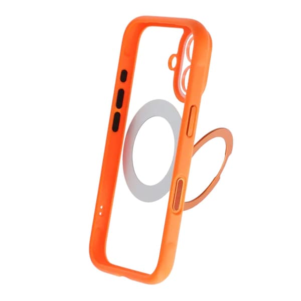 Clear Glow 360-degree Rotating MagSafe Stand Case For iPhone 17 Orange Orange