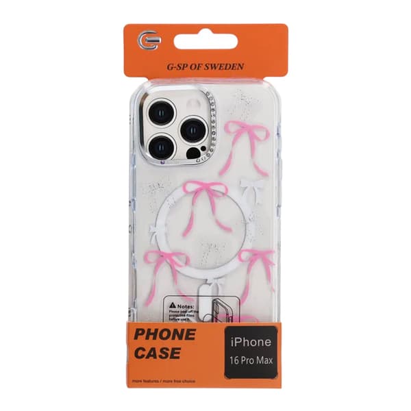 Case Magsafe for iPhone 16 Pro Max - Transparent with bow Transparent