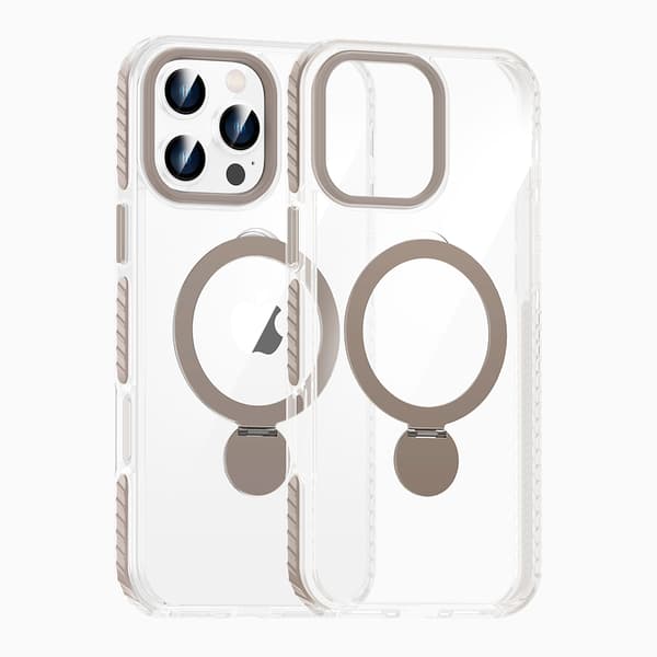 Case Magsafe for iPhone 16 Pro - Transparent gray with ring stand Transparent