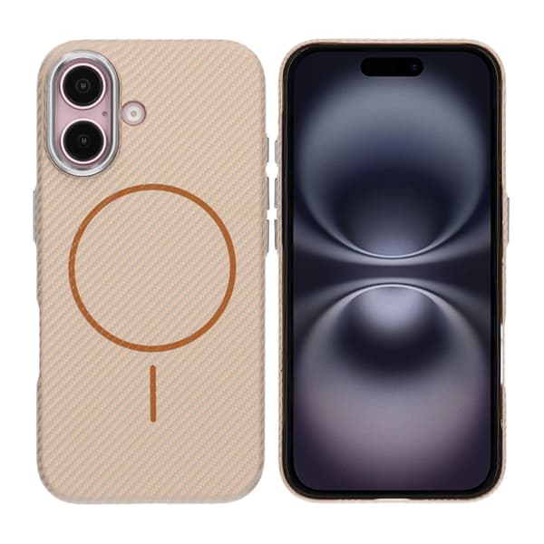 iPhone 16 Mobile Case Carbon Patterned - Gold Guld