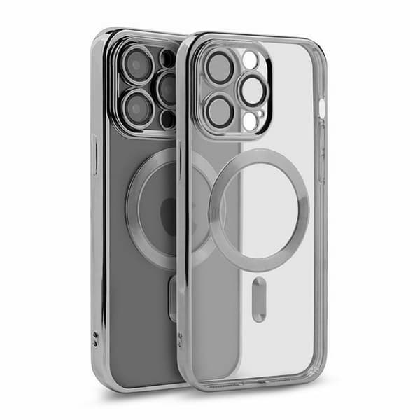 Luxury Mobile Case with Magsafe iPhone 15 Pro Max - Silver Silver