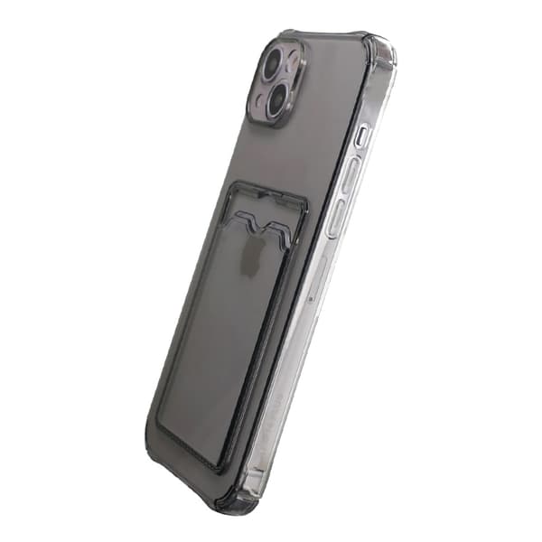 iPhone 15 Shockproof Case with Card Holder - Black Svart