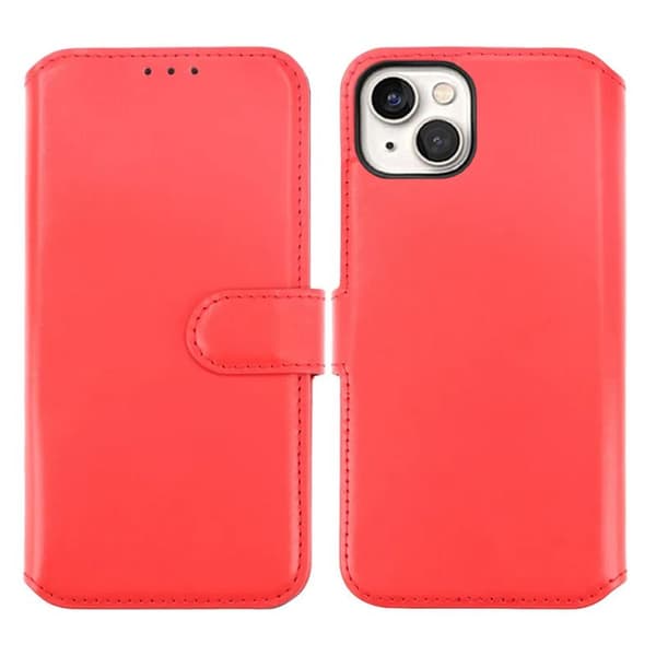 iPhone 15 Plus Plånboksfodral Läder Rvelon - Röd Röd