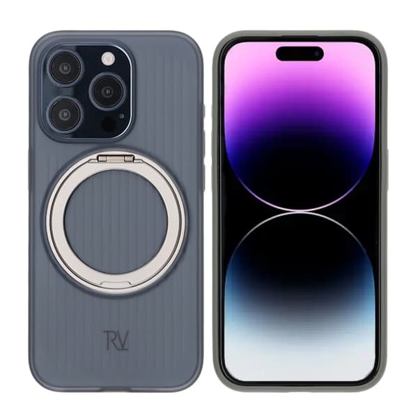 iPhone 15 Pro Rvelon Case Rotating Magnet Stand - Gray Grå