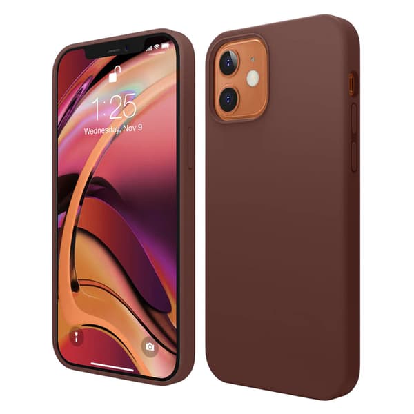iPhone 12/12 Pro Case - Silicone With Magsafe Rvelon Earthy Brown Brun