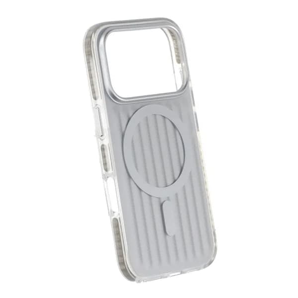 Corrugated suitcase metal paint magnetic suction Case For iPhone 17 Pro Silver Silver