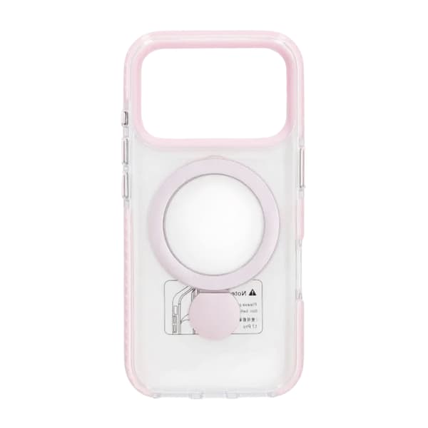 Magsafe Case for iPhone 17 Pro Max - Transparent pink with ring stand Transparent