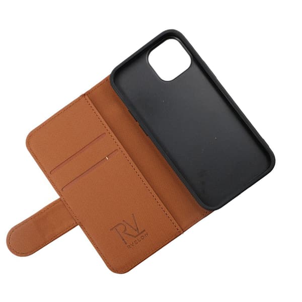 iPhone 13 Mini Wallet Case Magnet Rvelon - Gold Brown Brun