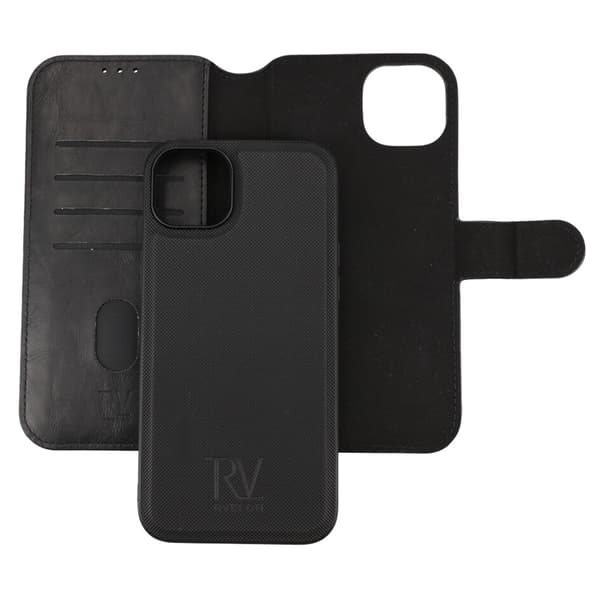 iPhone 15 Plus Wallet Case Magnet Rvelon - Black Svart