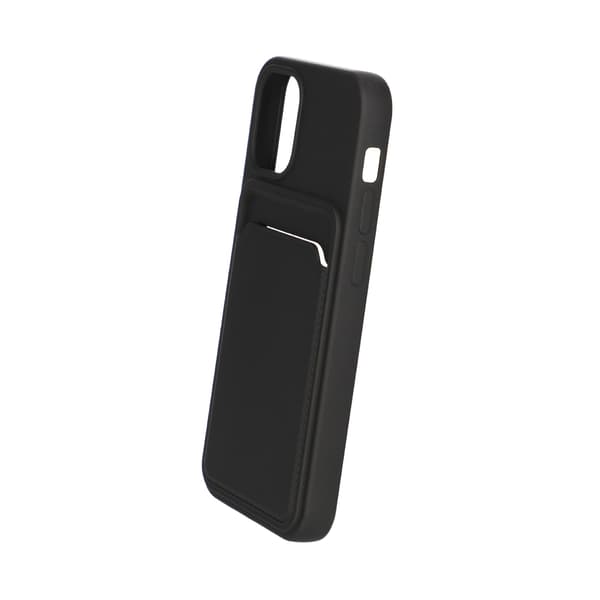 iPhone 12 Mini Silicone Case with Card Holder - Black Svart