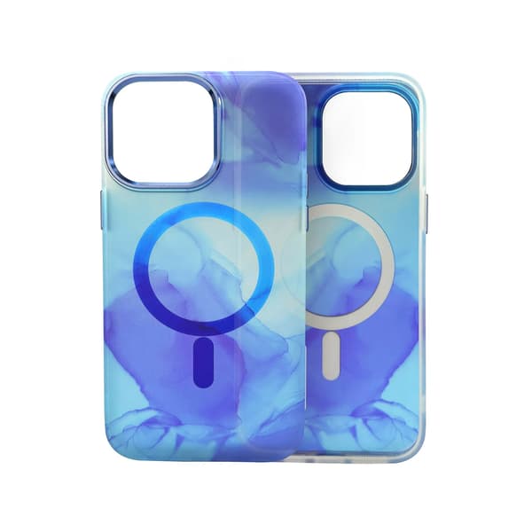 iPhone 14 Pro Max MagSafe Phone Case - Blue Abstract Blå