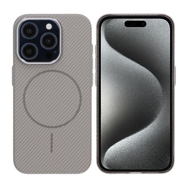 iPhone 15 Pro Carbon Patterned Phone Case - Gray Grå