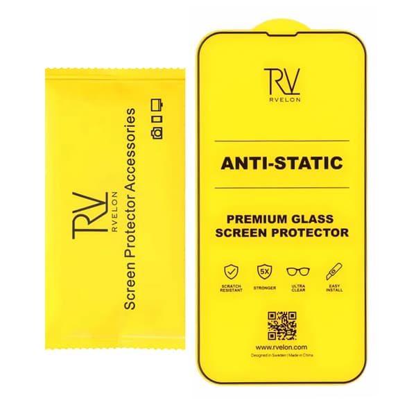 Rvelon Screen Protector iPhone 13 Pro Max/14 Plus Tempered Glass 2.5D Black - bulk Svart