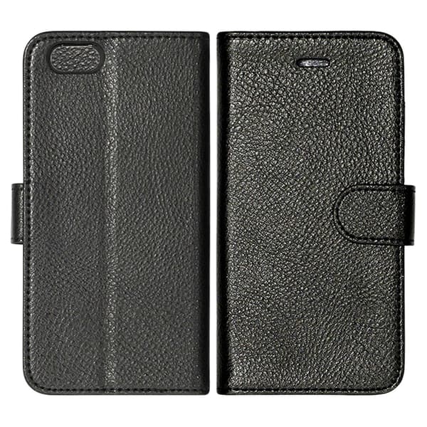 Wallet Case Leather with Stand for iPhone 6 and 6S - Black Svart