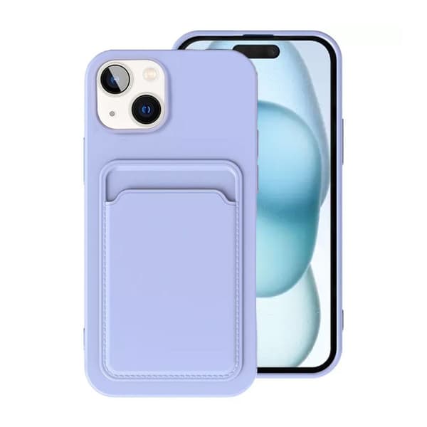 Silicone Case with Card Holder iPhone 15 Plus Purple Lila