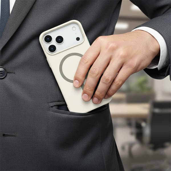 Mobile Case Silicone with Camera Metal Frame for iPhone 17 Pro - White Vit