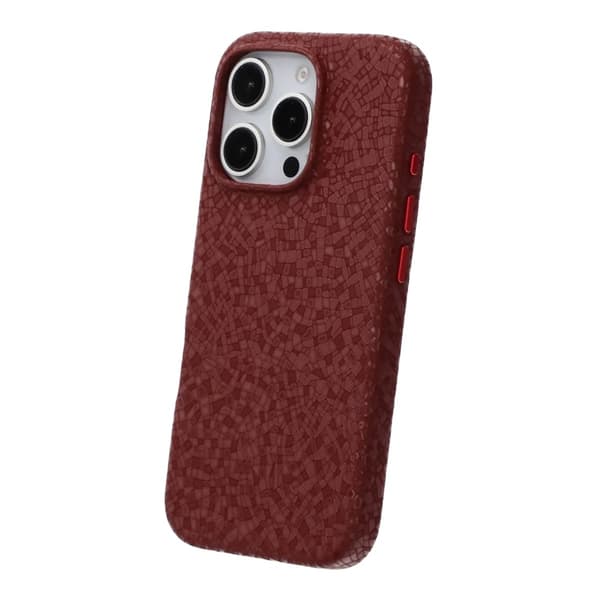 Crystal Grain Full Wrap Magnetic PU Leather Case For iPhone 16 Pro Red Röd
