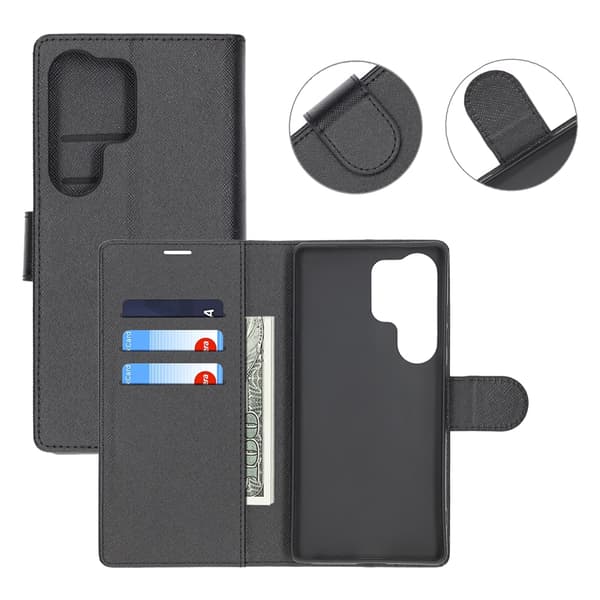 Samsung Galaxy S25 Ultra Wallet Case with Stand - Black Svart