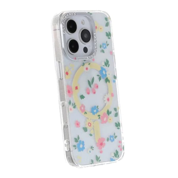 Blommigt Skal med Magsafe för iPhone 16 Pro Max - Gul Multicolour