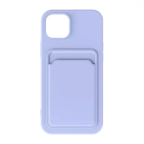 iPhone 15 Plus Silicone Mobile Case with Card Holder - Purple Lila