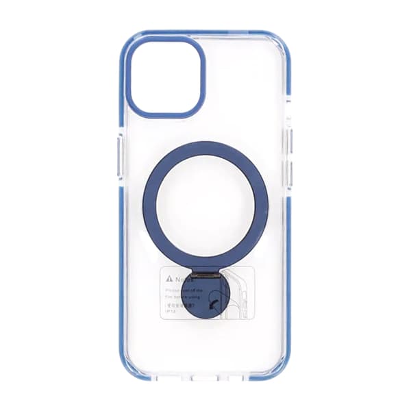 Magsafe Case for iPhone 13 and 14 - Transparent blue with ring stand Transparent
