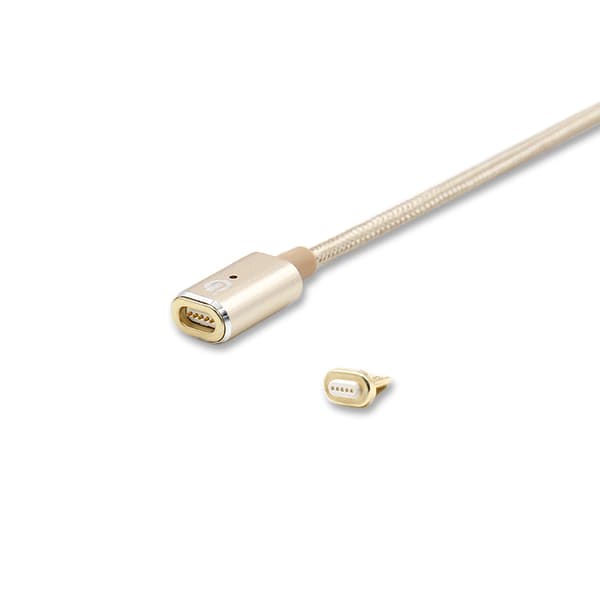 Magnetic Micro-USB Braided Cable - Gold Guld