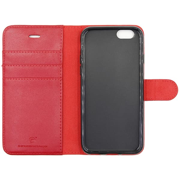 iPhone 6 and iPhone 6S Wallet Case Leather with Stand - Red Röd