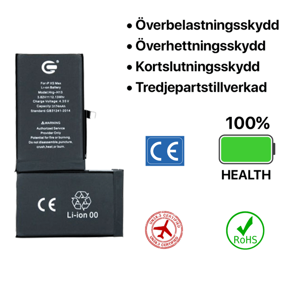 iPhone XS Max Batteri Hög Kvalite Svart