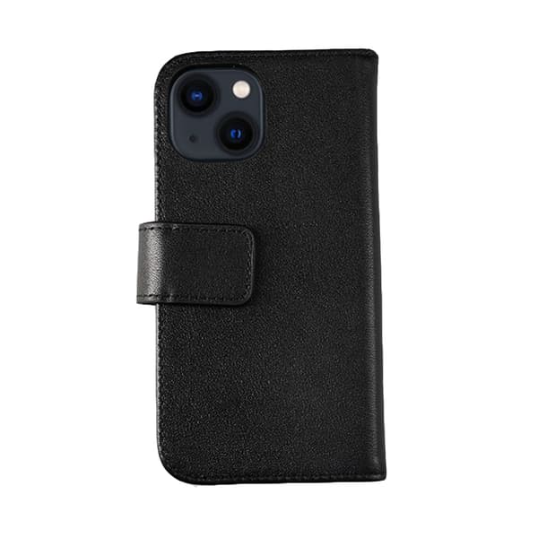 iPhone 13 Mini Wallet Case Leather Rvelon - Black Svart