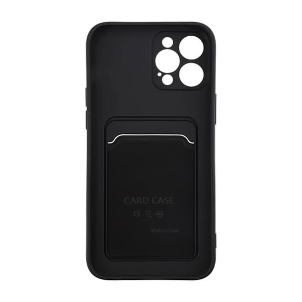 iPhone 12 Pro Max Silicone Case with Card Holder - Black Svart