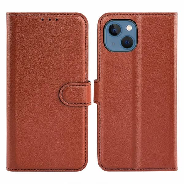 iPhone 15 Plus Wallet Case with Stand - Brown Brun