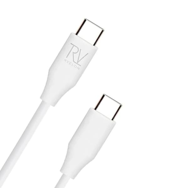 Rvelon Laddkabel USB C till USB C Silikon 60W - 1M Vit Vit