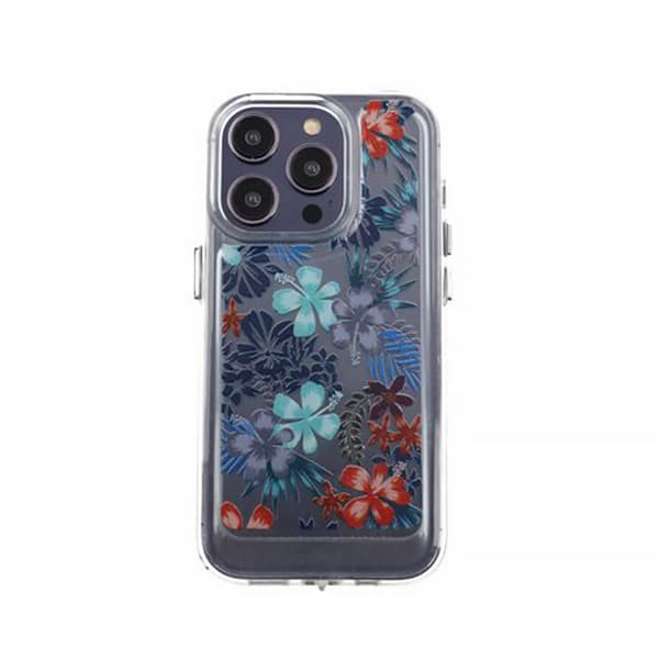 iPhone 14 Pro Mobilskal med motiv - Röda Blommar Mönstrat