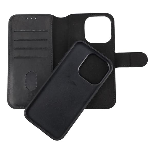 iPhone 15 Pro Wallet Case Magnet Rvelon - Black Svart