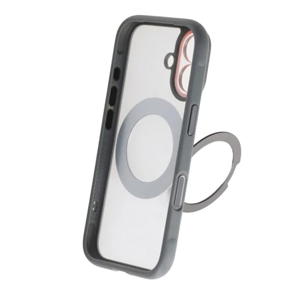 Clear Glow 360-degree Rotating MagSafe Stand Case For iPhone 17 Gray